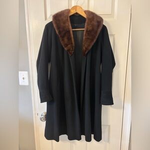 Vintage 100% Cashmere Coat with Mink Fur Collar-Einiger brand